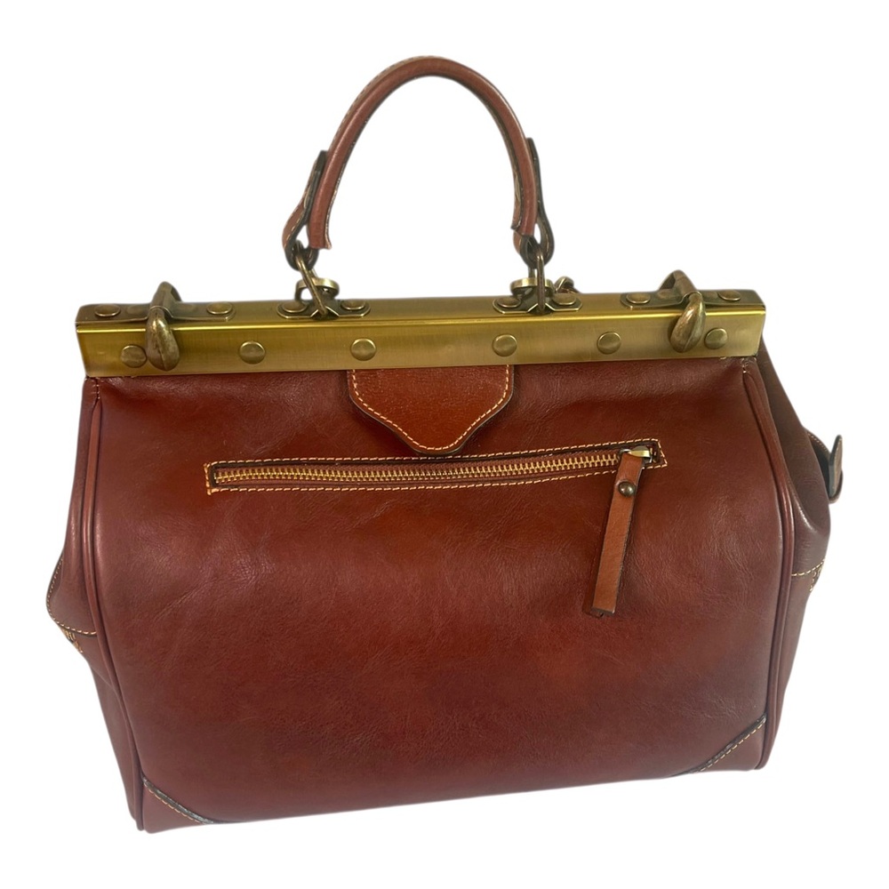 IL Duca Genuine Leather Made In Italy Doctor Bag Large Purse Handle & Crossbody